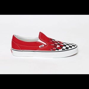 Mens Vans Checkerboard Flames (red)